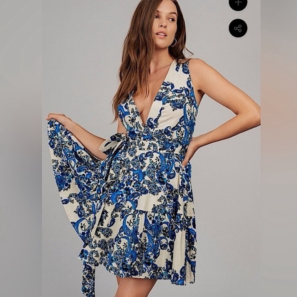 Christian Lacroix Blue and White Floral Mini Dress